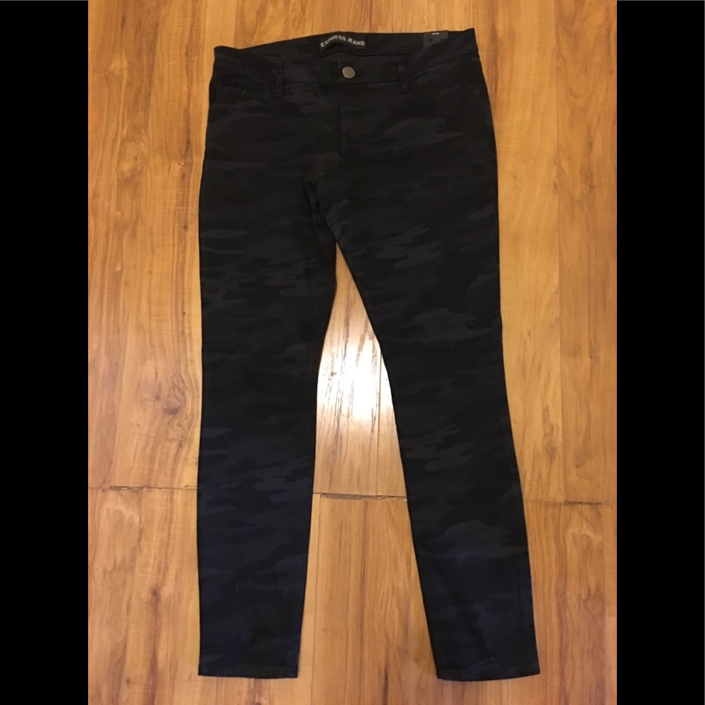 Express dark gray camo ankle jeans